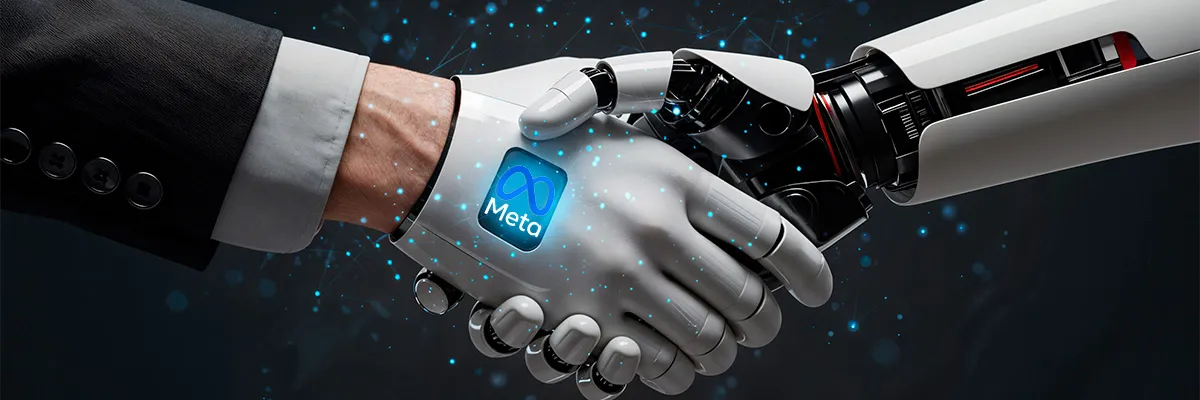 Futuristic digital dashboard illustrating a meta ads agency and AI agency Dubai collaboration powering data-driven marketing and ROI-focused paid media campaigns for growth-focused brands.