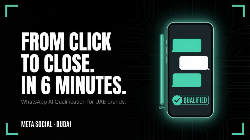 Meta Social Dubai — WhatsApp AI qualification takes leads from click to close in under 6 minutes.