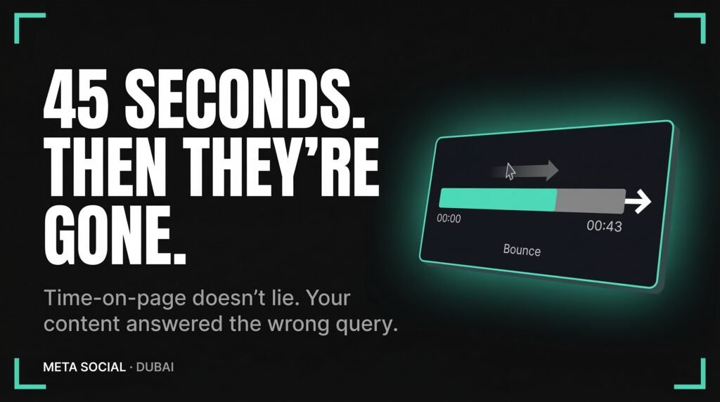 Meta Social — If users leave in under 45 seconds your content has an intent mismatch problem, not a quality problem.