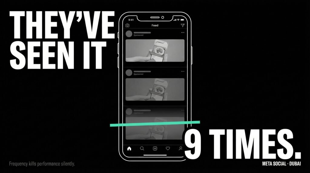 Meta Social — Ad frequency above 8 impressions causes creative blindness in UAE Meta campaigns. Brands keep paying for audiences that stopped seeing them.