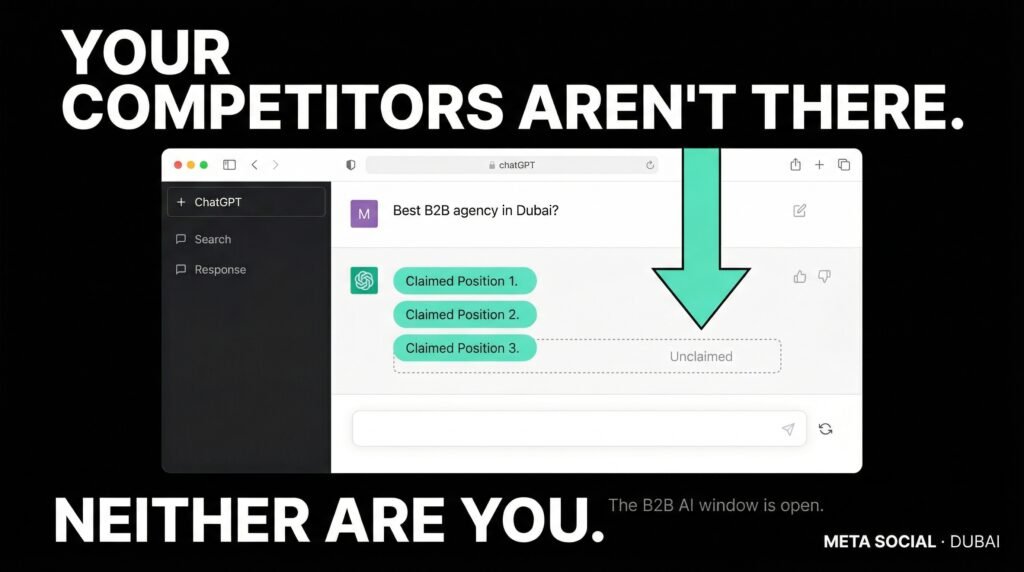 Meta Social — UAE B2B brands are almost entirely absent from AI search citations. The GEO opportunity in GCC B2B markets is unclaimed in 2026